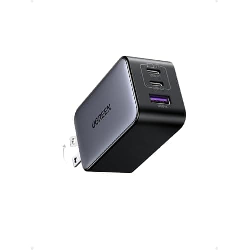 UGREEN Nexode 65W GaN USB C Wall Charger, 3-Port Compact Foldable Fast Charger Power Adapter for iPhone 17/16/15 Series, Galaxy S25/S24, Pixel 10/9, MacBook Pro/Air, Dell XPS, iPad Pro (Blac