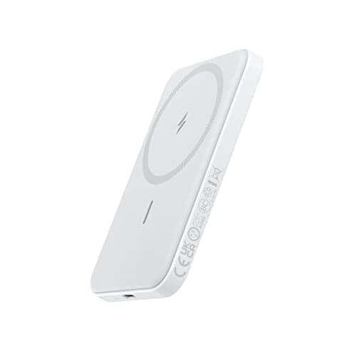 Anker 621 Magnetic Portable Charger (MagGo), 5,000mAh Wireless Power Bank with USB-C Cable, Magsafe-Compatible Battery Pack for iPhone 16/15/14/13/12 Series White 4.13 x 2.62 x 0.45 inches