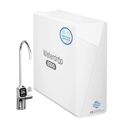 Waterdrop X8-WAN Alkaline Mineral Tankless Reverse Osmosis System, NSF/ANSI 42&58&372 Certified, 800 GPD RO Filter, 10-Stage Filtration Undersink RO System, 2:1 Pure to Drain, LED Faucet, BP