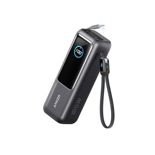 Anker Laptop Powerbank 165W 25000mAh, Ladegerät mit 70cm ausziehbarem Kabel & Trageband, 3USB-C Ports für Laden mehrerer Geräte, Für MacBook Pro, iPhone 17/16/15, Samsung und mehr (flugzeugt