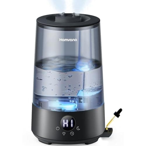 Homvana Humidifiers for Bedroom Home, 3.6L Cool Mist Top-Fill 34H Super Long Time, Quiet 23dB, Baby Humidifier, Oil Diffuser for Large Room, House, Plant, Nursery, Office, BPA FREE, Ultrason