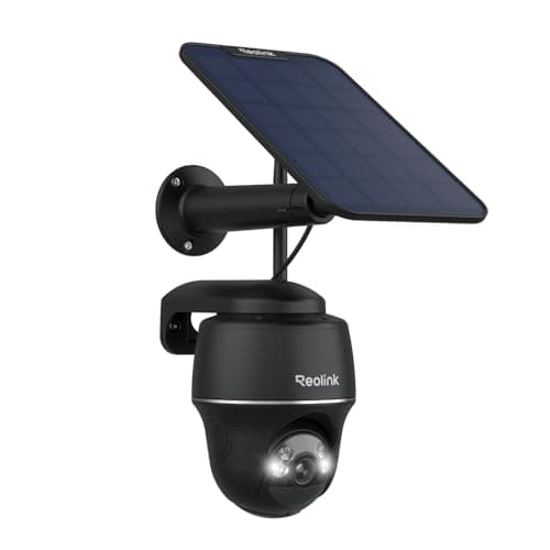 Reolink 5MP Solar Überwachungskamera Akku, 355°/140° Schwenkbar WLAN Kamera Outdoor Kabellos 2, 4/5GHz WiFi, Farbnachtsicht, Personen/Auto/Tiererkennung, Standalone, Argus PT(Schwarz)+Solarp