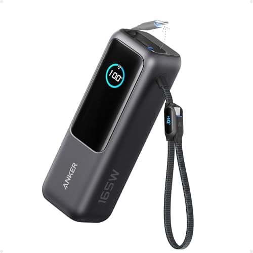 Anker Laptop Power Bank, 25,000mAh Portable Charger with Triple 100W USB-C Ports, Built-in Retractable Cables, Flight-Approved for Travel, iPhone 17/16 Series, Samsung, and More Black