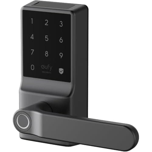 eufy Security Smart Lock C33, Keypad Door Lock with Handle, Fingerprint Door Knob, Keyless Entry Door Lock for Front Door and Bedrooms, Electronic Deadbolt, Wi-Fi, App Control, IP53 Waterpro