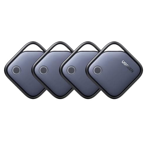 UGREEN FineTrack Air Tracker Tags (iOS Only) 4 Pack, 2-Year Replaceable Battery Bluetooth Tracker Compatible with Apple Find My, Item Finder Smart Tag for Keys, Luggage - [Apple Find My Cert