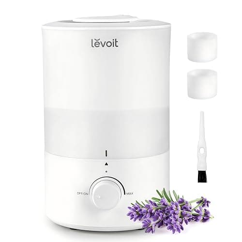 LEVOIT - Humidifiers for Bedroom - Quiet (3L Water Tank) - Cool Mist/Top Fill/Essential Oil Diffuser/25Watt - Home/Large Room - 360° Nozzle - Rapid Ultrasonic Humidification for Baby Nursery