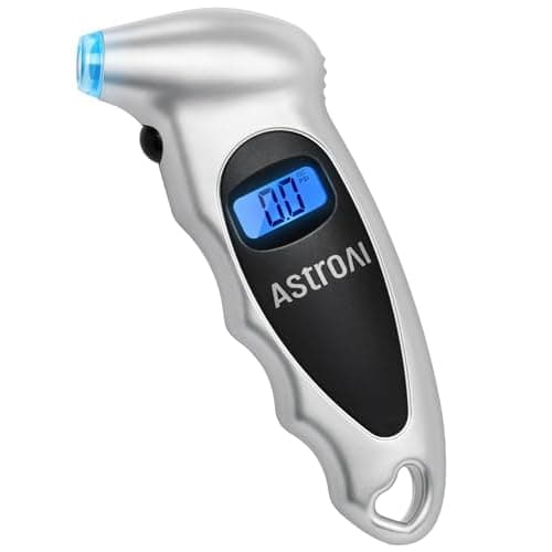 AstroAI Digital Tire Pressure Gauge 0-150PSI Calibrated to ANSI B40.7 +/-1PSI, Accurate in 0.1 Increments, Tire Repair Tools 4 Pressure Measurements for Car Truck with Backlight LCD, Silver