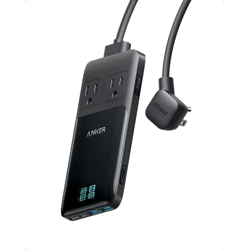 Anker Prime Charging Station, 140W 6-in-1 Travel Power Strip, 5ft Detachable Extension Cord with Multiple Outlets, 2 AC, 2 USB C, 2 USB A, Desk Accessories, Home Office (Non-Battery/Wireless