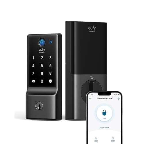 eufy Security Smart Lock C220, Fingerprint Keyless Entry Door Lock, Built-in Wi-Fi, App Remote Control, Front Door Smart Lock Deadbolt, 8Months Battery, Reliable Power, IP53 Waterproof, BHMA