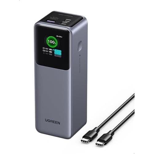 UGREEN Nexode Power Bank 25000mAh 200W Laptop Portable Charger PD 3.1 Fast Charging 90Wh 3-Port Battery Pack with TFT Smart Display for MacBook Pro/Air/ipad/iPhone 17/16/Samsung S26/Dell/HP