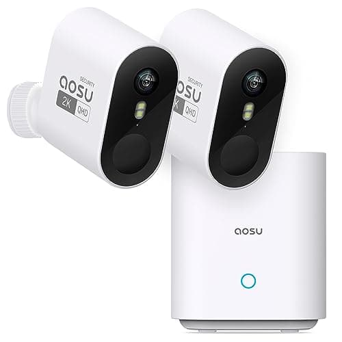aosu Security Cameras Wireless Outdoor Home System, True 2K HD Night Vision, No Subscription Required, Long Battery Life, 166° Wide View, Spotlight & Siren Alarm, Motion Alert, Support 2.4 &