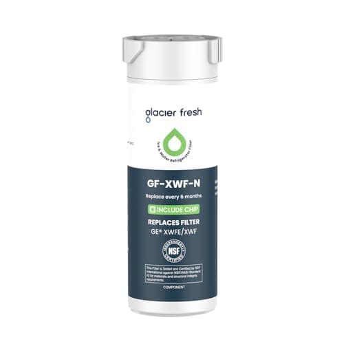 GLACIER FRESH Water Filter Compatible with XWFE (Built-in CHIP), Replacement for GE XWFE, XWF Refrigerator Water Filter NSF/ANSI 42 Certification Pack of 1