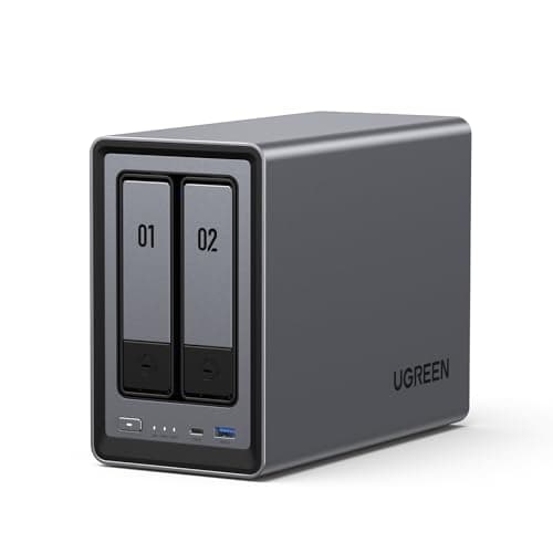 UGREEN NAS DXP2800 2-Bay Desktop All-Round Ideal for Content Creators and Enthusiasts, Intel N100 Quad-core CPU, 8GB DDR5 RAM, 2.5GbE, 2X M.2 NVMe Slots, 4K HDMI, Network Attached Storage (D
