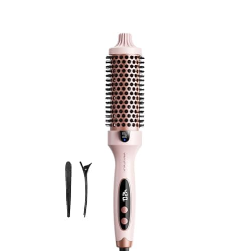 Wavytalk Thermal Brush, Blowout Boost 1.5 inch Heated Round Brush for Blowout Look, Dual Voltage, Pink, Sakura, Tourmaline Ceramic, Negative Ion Technology, 5 Temperature Settings, Less Dama