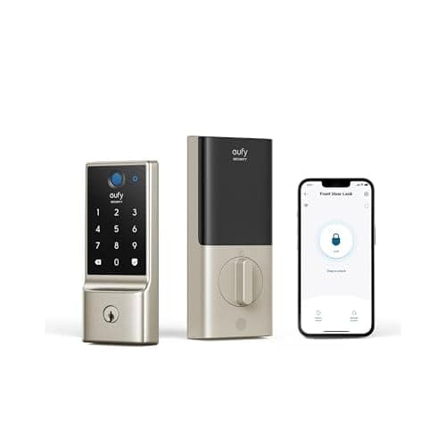 eufy Security Smart Lock C220, Fingerprint Keyless Entry Door Lock, Built-in Wi-Fi, App Remote Control, Front Door Smart Deadbolt, IP53 Waterproof, 8-Months Battery, Nickel Deadbolt Nickel