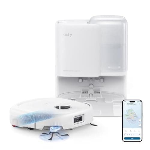 eufy Robot Vacuum E25, HydroJet System with Roller Mop, 20,000 Pa Turbo Suction, All-in-One Robot Vacuum and Mop Combo, Edge-to-Corner Cleaning, Zero-Tangle Design, AI Obstacle Avoidanced, W