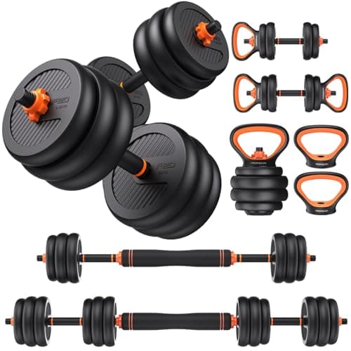FEIERDUN DS2 Adjustable Dumbbells, 20/30/40/45/70/90lbs Free Weight Set with Connector, 5 in1 Dumbbells Set Used as Barbell, Kettlebells, Push up Stand, Weight Plate, Fitness Exercises for H