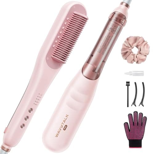 Wavytalk Pro Steam Hair Straightener Brush, Steamline Pro 3-in-1 Straightening Brush for Curly Hair, Fast Salon Results with Less Damage, Anti-Frizz and Hair Nourishment