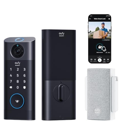 eufy Security Video Smart Lock S330, 3-in-1 Camera+Doorbell+Fingerprint Keyless Entry Door Lock, Smart Wi-Fi Deadbolt for Front Door, 8 GB Built-in Storage, SD Card Expandable, Chime Include
