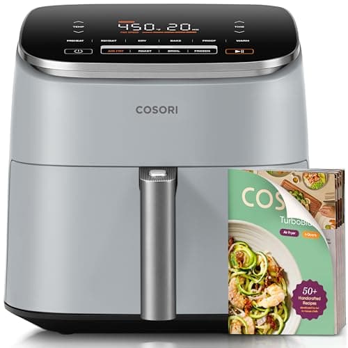 Cosori 9-in-1 TurboBlaze Air Fryer 6 Qt, Premium Ceramic Coating, 90°–450°F, Precise Heating for Even Results, Air Fry, Roast, Bake, Broil, Dry, Frozen, Proof, Reheat, Keep Warm, 120V, Light