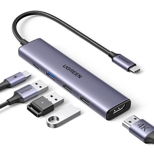 UGREEN USB C Hub 5 in 1 Multiport Adapter Revodok 105 4K HDMI, 100W Power Delivery, 3 USB-A Data Ports, USB C Dongle for MacBook Pro/Air, iPad Pro, iMac, iPhone 16 Pro/Pro Max, XPS, Thinkpad