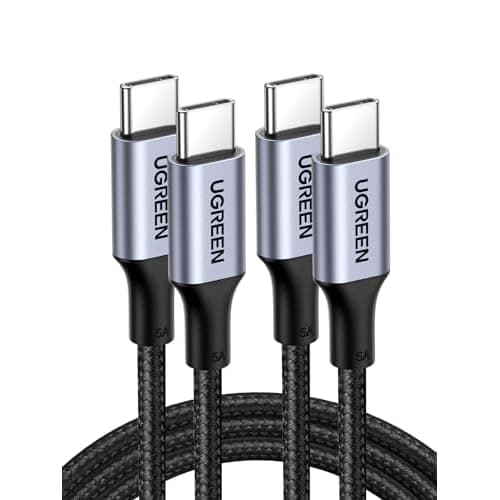 UGREEN USB C to USB C Cable, 100W 2-Pack USB C Charger Cable for iPhone 17/17 Air/17 Pro/17 Pro Max/16, MacBook Pro, iPad Pro, Dell XPS, Samsung Galaxy S25/S24/S23 Ultra, Switch, Pixel, 3.3F