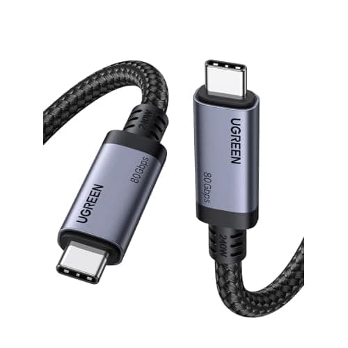 UGREEN USB C to USB C Cable 240W USB4 Gen4 80Gbps Premium 17K Dual 8K Triple 4K Display PD3.1 Charging Compatible with Thunderbolt 4/3, USB C Monitors, MacBook, iPad, iPhone 17/16/15, 3.3FT