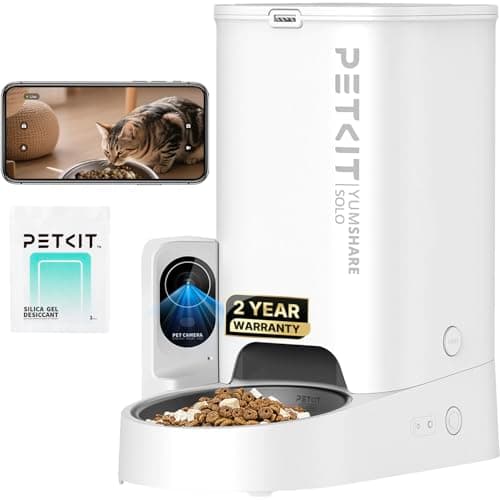 PETKIT Automatic Cat Feeder with Camera, 1080P HD Video with Night Vision, 2.4G WiFi Pet Feeder for Cat & Small Dog, 2-Way Audio & Meal Call Pet Food Dispenser with Desiccant Bag, Motion Cap