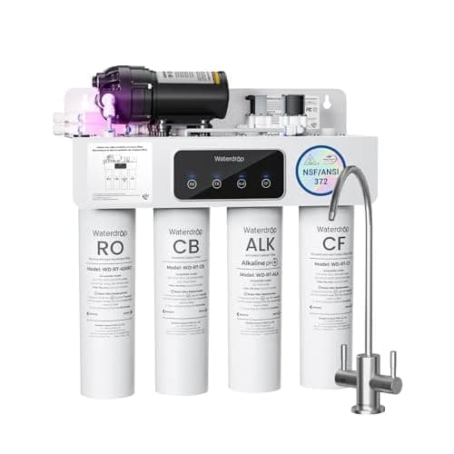 Waterdrop T4-A Alkaline pH+ Reverse Osmosis Water Filter, Dual Flow, NSF/ANSI 372 Certified, 10-Stage, 450 GPD Tankless Undersink RO Filtration System, 2:1 Pure to Drain, BPA Free, Plug-in R