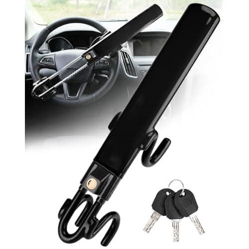 Tevlaphee Steering Wheel Lock Anti-Theft Car Device Heavy Duty Security Car Lock Antitheft Locking Devices Great Deterrent Adjustable Car Wheel Lock Anti Theft for Vehicle Truck with 3 Keys(