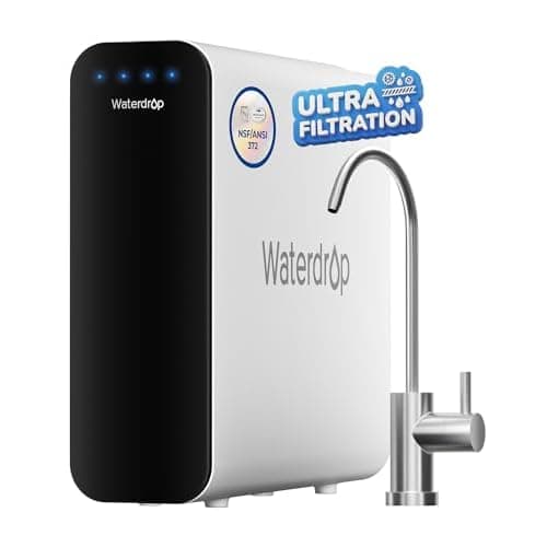Waterdrop TSU 0.01 Micron Ultra Filtration Under Sink Water Filter System, 3-Stage Tankless Under Sink Water Filtration System with Faucet, Smart Panel, Not Lower TDS, Drilling Required Brus
