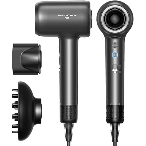 Hair Dryer, Wavytalk Turblow Pro Fast Drying Blow Dryer with Diffuser, High Speed Hair Dryer with 110,000 RPM, Pro Negative Ions for Reduces Damage, Frizz Smoothing, 3 Speeds & 3 Temps, Matt