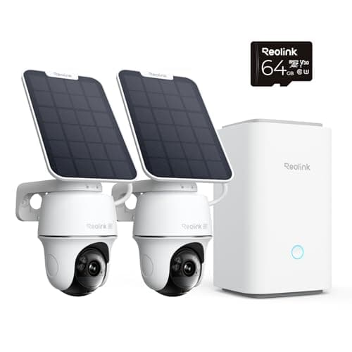 Reolink 4K PT Solar Überwachungskamera Aussen Set Outdoor Akku mit Home Hub, 360° Schwenkbare, Farbnachtsicht, Lokaler Speicher, Ohne ABO-Gebühren, Argus PT Ultra 2-Kamera-Set, mit Solarpane