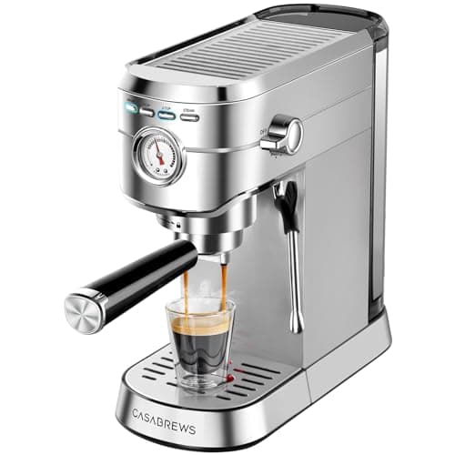 CASABREWS CM5418 Espresso Machine 20 Bar, Compact Espresso Maker with Steam Milk Frother, Stainless Steel Coffee Machine with 34oz Removable Water Tank for Cappuccino, Small Latte Machine, S