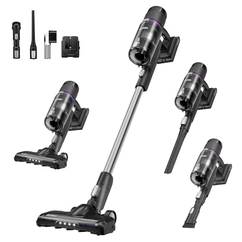 EurekaCordless Vacuum - 50 Min Runtime for Large Homes, 5.5 lbs Lightweight, Ideal for Pet Hair & Allergies on Hardwood & Carpet ReactiClean 410 Black NEC410BK