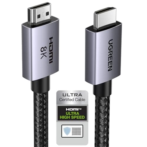UGREEN 8K HDMI 2.1 Cable 48Gbps 6.6FT, Certified Ultra High Speed HDMI Cord Aluminum, 4K@240Hz 120Hz 10K 8K@60Hz, HDCP 2.2&2.3, eARC HDR 10 Dolby Compatible with PS5/Blu-ray/Roku TV/Switch 2