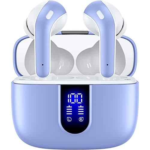 TAGRY Bluetooth Headphones True Wireless Earbuds 60H Playback LED Power Display Earphones with Wireless Charging Case IPX5 Waterproof in-Ear Ear buds with Mic for TV Smart Phone Laptop Compu