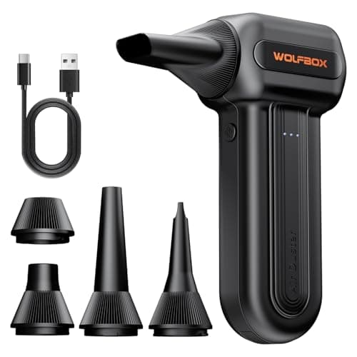 WOLFBOX MF60 Compressed Air Duster-110000RPM Super Power Electric Air Duster, 3-Speed Adjustable Rechargeable Cordless Air Blower with Fast Charging for PC Keyboard Cleaning, Car, Home, 5 No