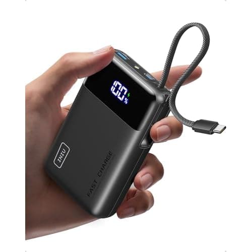 INIU 20000mAh Power Bank, Smaller 45W PD Fast Charging Portable Charger, Battery Pack with Build in USB C Cable, Travel Phone Flight-Safe Powerbank for iPhone 17 16 Samsung S26 Google iPad,