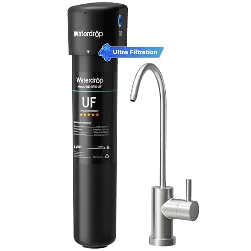 Waterdrop 15UB-UF 0.01 μm Ultra Filtration Under Sink Water Filter System, Reduces Lead, Chlorine, Bad Taste & Odor, with Dedicated Brushed Nickel Faucet, 2 Years Ultra Filtration-UB