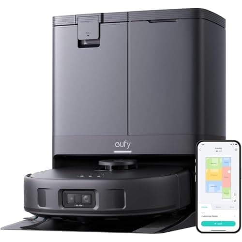 eufy Certified Like-New X10 Pro Omni Robot Vacuum and Mop Combo, 8,000 Pa Suction, Dual Mops with 12 mm Auto-Lift and Carpet Detection, Auto Mop Washing, Auto Drying, Self-Emptying(Renewed)