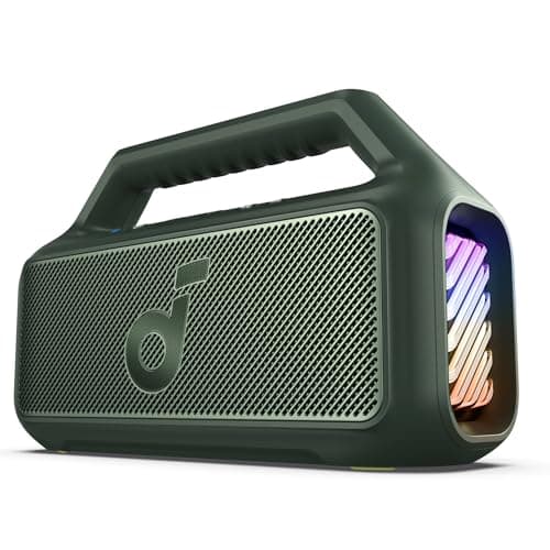 Soundcore Boom 2 By Anker, Outdoor Speaker, 80W, Subwoofer, BassUp 2.0, 24H Playtime, IPX7 Waterproof, Floatable, RGB Lights, USB-C, Custom EQ, Bluetooth 5.3, Portable for Camping and Beach