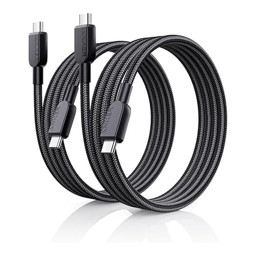 Anker USB C to USB C Cable(2pack, 6FT),240W USB C Charger Cord Fast Charge for iPhone 16/15 Series,MacBook Pro 2020,iPad Air 4 and More (USB 2.0,Black) 6ft Black 2