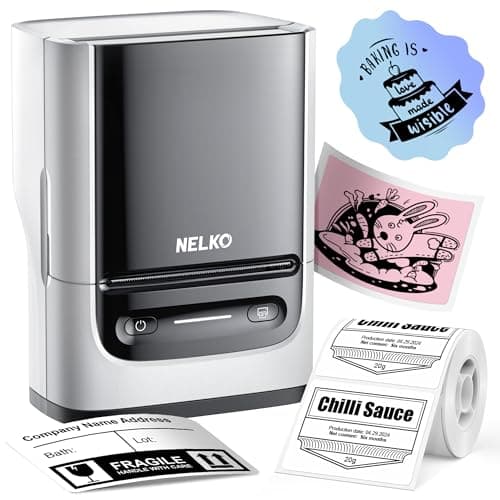 Nelko Label Maker Machine with Tape, PM220 Bluetooth Label Printer, 2 Inch Portable Thermal Printer for Small Business, Address, Logo, Clothing, Smart AI APP for iOS, Android & PC, White