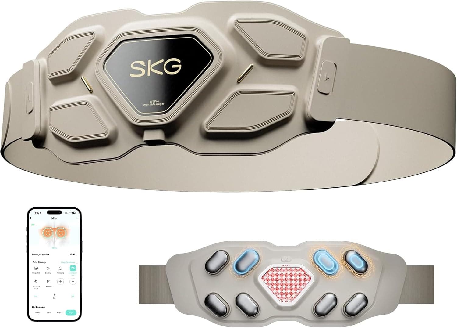 SKG Lower Back Massager for Pain Relief Deep Tissue Gifts for Men Women Mothers Day Gifts Adjustable Cordless Heating Pad Infrared Vibrating Back Massager for Mom Grandpa