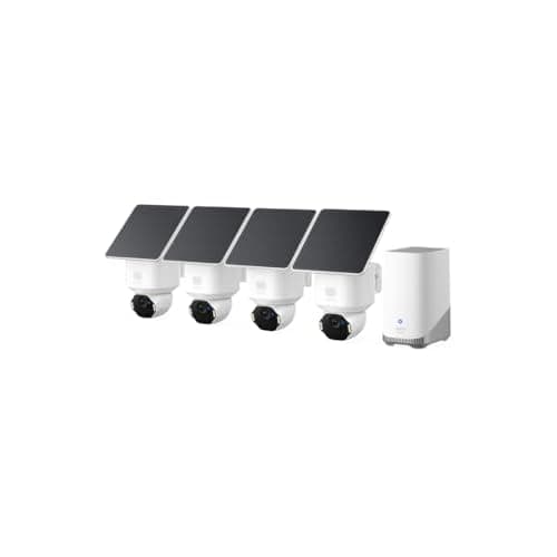 eufy Security SoloCam E42 4-Cam Kit, 4K Security Camera Wireless Outdoor, Solar Powered, AI Motion Tracking, Strobe Light, Pan & Tilt, Facial Recognition, Built-in Local Storage (Up to 16TB)
