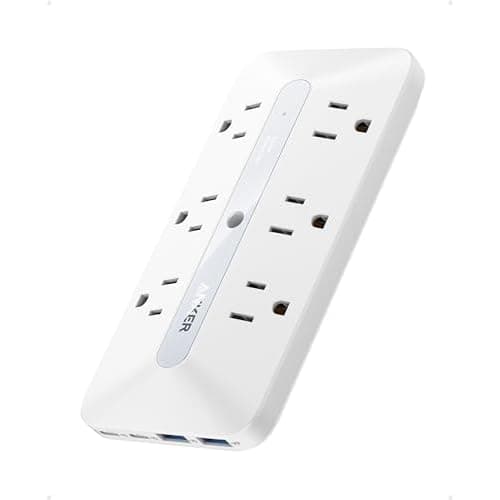 Anker Outlet Extender, Power Strip with 300J Surge Protector, 10-in-1 with 6 AC, 2 USB A, 2 USB C Ports, Wide-Spaces Outlets and 20W Fast Charging, Dorm Room Essentials