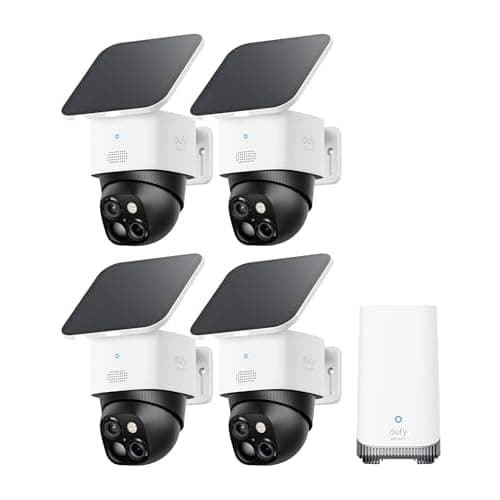 eufy Security SoloCam S340 4-Cam Kit (HomeBase S380), Solar Security Camera, Wireless Outdoor Camera, 360° Pan and Tilt, No Blind Spots, No Monthly Fee, Built-in Local Storage (Up to 16TB)