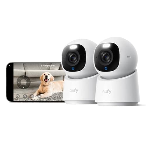 eufy Security 4K Indoor Camera E30 -No Subscription,360° Pan Tilt,AI Auto Tracking,Color Night Vision,Pet/Baby/Nanny Camera with Two-Way Audio,AI Human/Pet Detection,Works with HomeKit((2-Pa