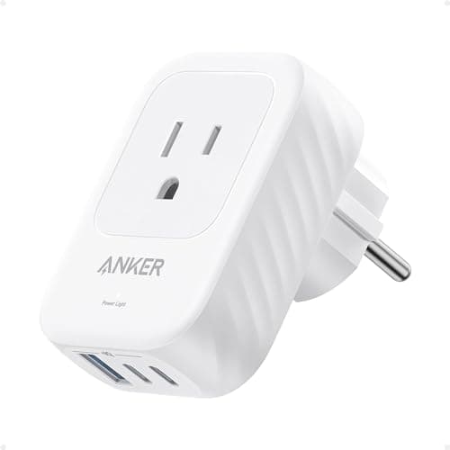Anker Travel Adapter, 2 Pack, European Travel Plug Adapter, US to Europe Internationl Travel Essentials, 2 AC, 1 USB A, 2 USB C for 15W, Compact Type E/F for iPhone, iPad, TUV Listed(Not for